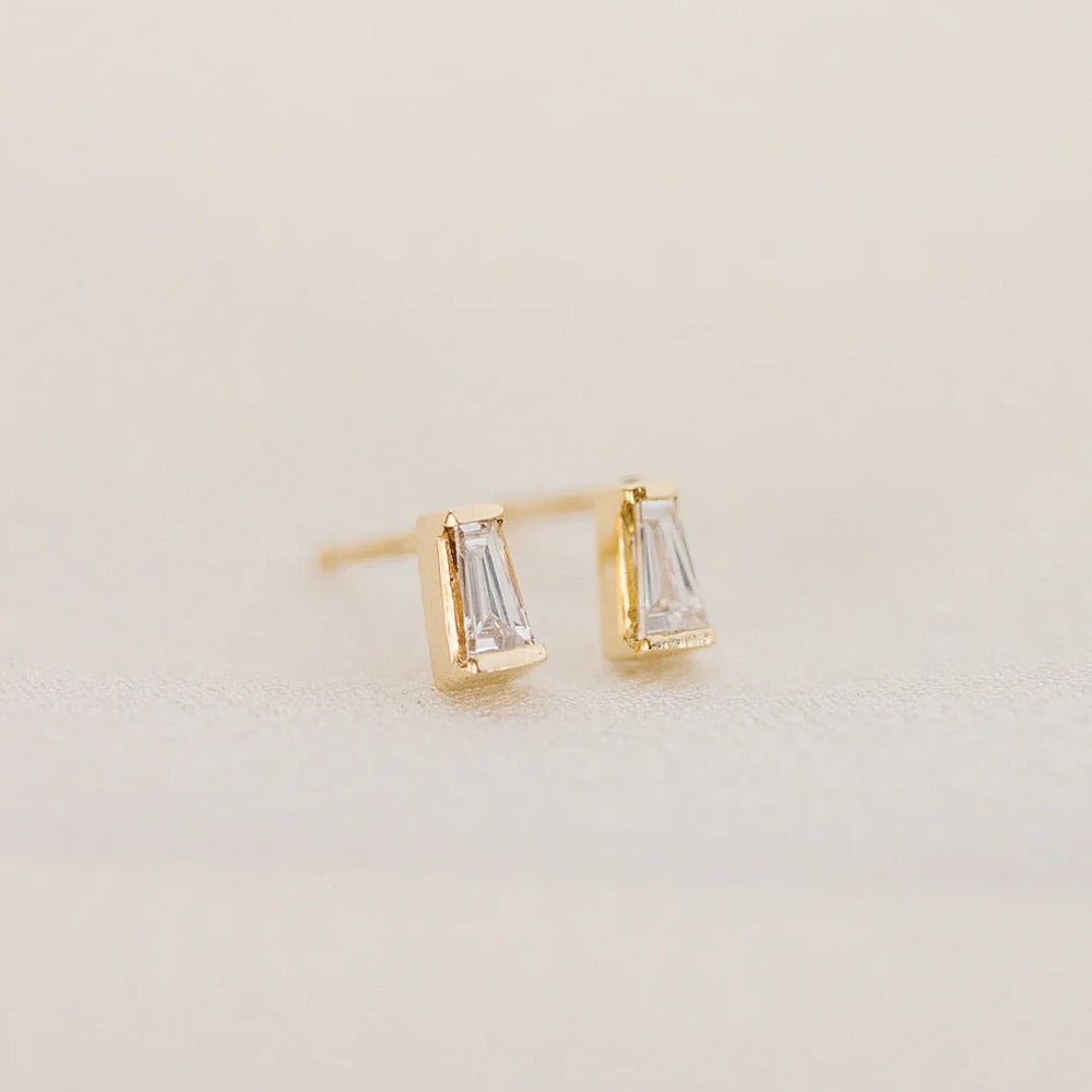 Moissanite Baguette Cut Solitaire Stud Back Earrings For Women