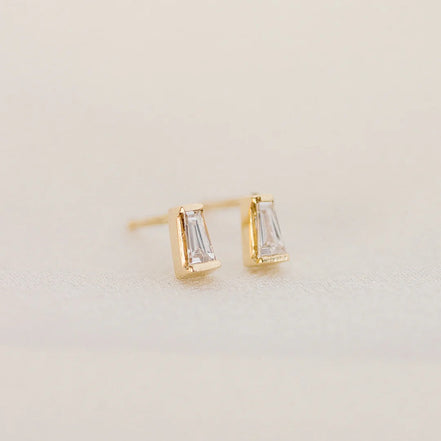Moissanite Baguette Cut Solitaire Stud Back Earrings For Women
