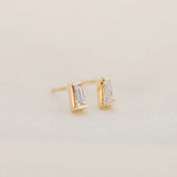 Moissanite Baguette Cut Solitaire Stud Back Earrings For Women