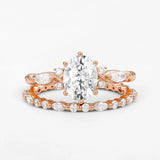 Moissanite Oval Cut Side Accent Bridal Set For Women