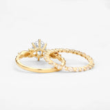 Moissanite Oval Cut Side Accent Bridal Set For Women