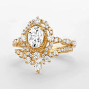 VVS1 Moissanite Oval Cut Filigree Wedding Gift Ring Set