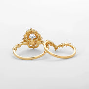 VVS1 Moissanite Oval Cut Filigree Wedding Gift Ring Set