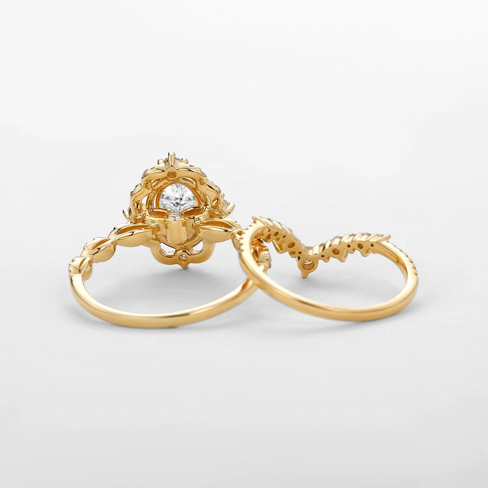 VVS1 Moissanite Oval Cut Filigree Wedding Gift Ring Set