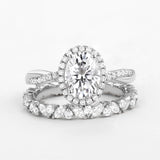 Colorless Moissanite Twisted Oval Cut Bridal Ring Set