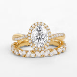 Colorless Moissanite Twisted Oval Cut Bridal Ring Set