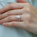 Colorless Moissanite Twisted Oval Cut Bridal Ring Set