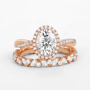 Colorless Moissanite Twisted Oval Cut Bridal Ring Set