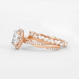 Colorless Moissanite Twisted Oval Cut Bridal Ring Set