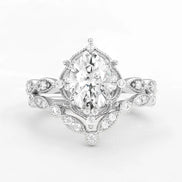 D Color Moissanite Oval Cut Art Deco Ring Set For Wife