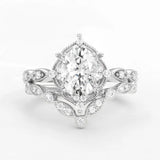 D Color Moissanite Oval Cut Art Deco Ring Set For Wife