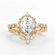 D Color Moissanite Oval Cut Art Deco Ring Set For Wife