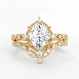 D Color Moissanite Oval Cut Art Deco Ring Set For Wife