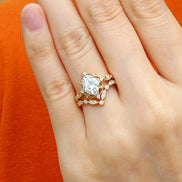 D Color Moissanite Oval Cut Art Deco Ring Set For Wife