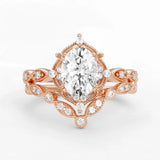 D Color Moissanite Oval Cut Art Deco Ring Set For Wife