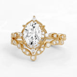 D Color Moissanite Oval Cut Art Deco Ring Set For Wife