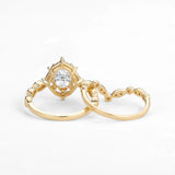 D Color Moissanite Oval Cut Art Deco Ring Set For Wife