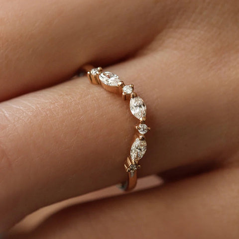 VVS1 Moissanite Marquise & Round Cut Eternity Band