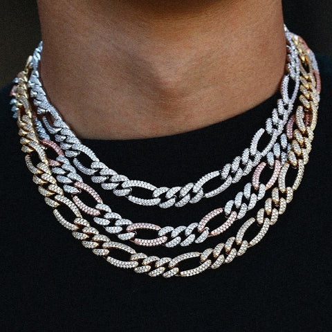 Round Brilliant Cut Moissnaite Iced Out Figaro Hip Hop Luxury Chain