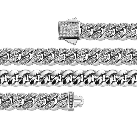 925 Sterling Silver VVS1 Moissanite Miami Cuban Link Chain For Him