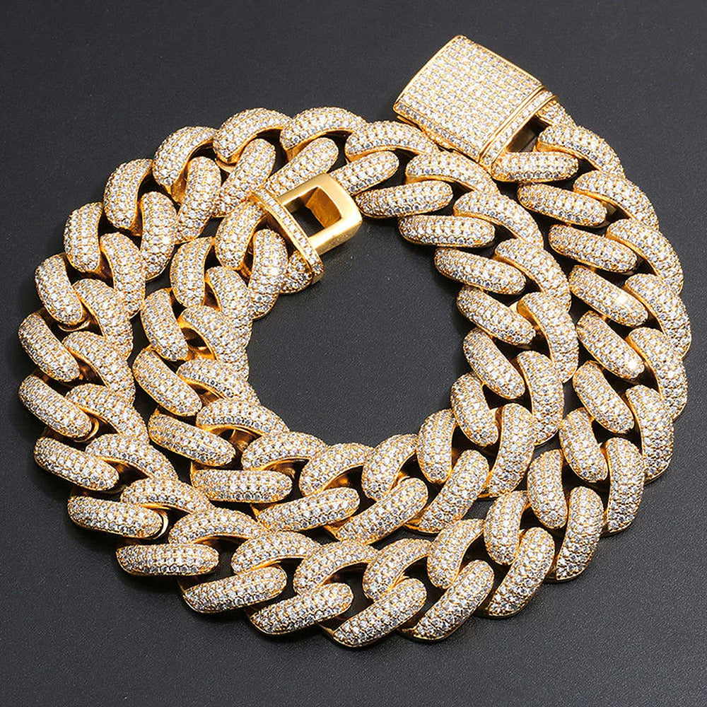 Sterling Silver Iced Out Moissanite Cuban Link Hip Hop Chain