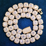 D Color Moissanite Round Cut Clustered Tennis Cuban Chain