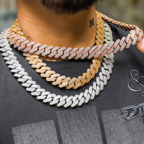 22mm Moissanite Iced Out Cuban Chain For Men's