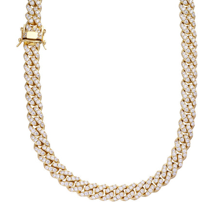 Yellow Plated Hand Crafted Moissnaite Cuban Link Diamond Chain