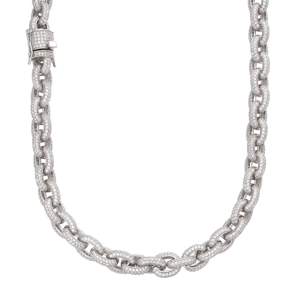 Ice Out Moissanite Rolo Style Cuban Chain For Men's
