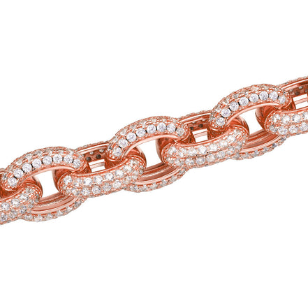 Elongated Rolo Link Chain Moissnaite Diamond Chain