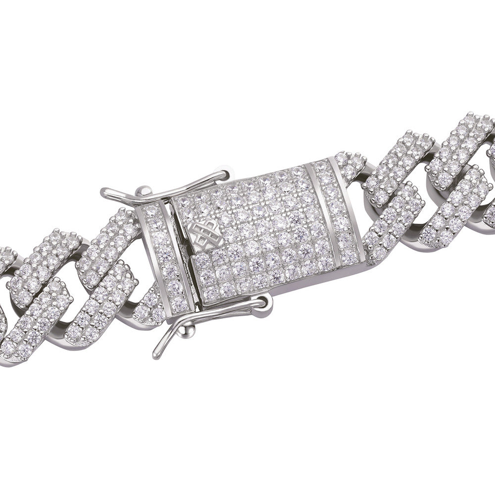Lab Created Moissnaite 925 Silver Cuban Chain