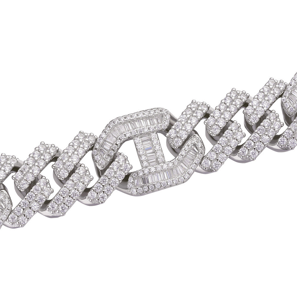 Lab Created Moissnaite 925 Silver Cuban Chain