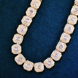 D Color Moissanite Round Cut Clustered Tennis Cuban Chain