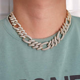 Moissnaite Diamond Iced Figaro Cuban Link Hip Hop Luxury Chain