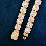 D Color Moissanite Round Cut Clustered Tennis Cuban Chain