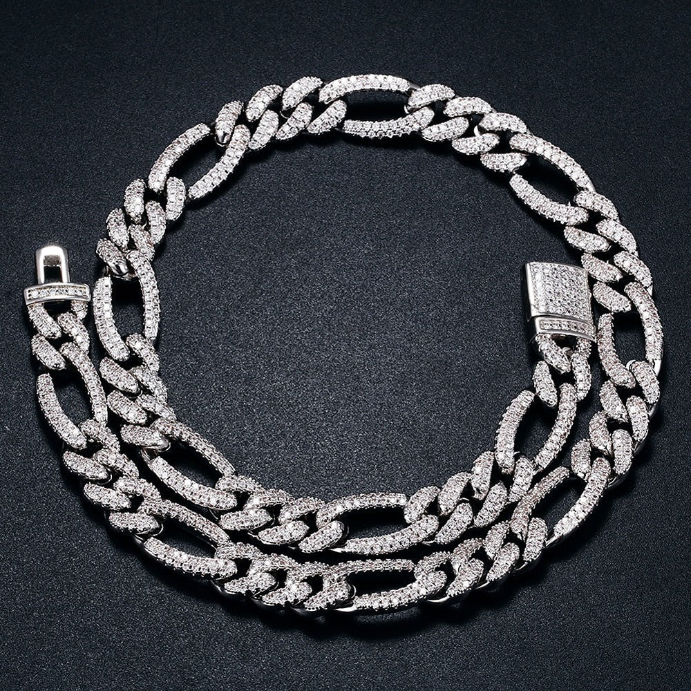 Round Brilliant Cut Moissnaite Iced Out Figaro Hip Hop Luxury Chain