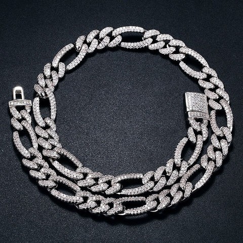 Round Brilliant Cut Moissnaite Iced Out Figaro Hip Hop Luxury Chain
