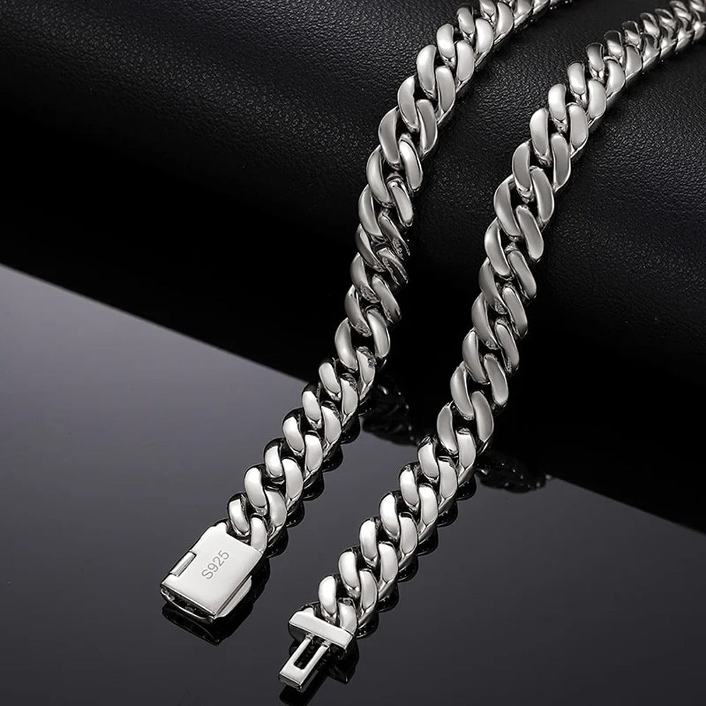 VVS1 Clarity Moissnaite Diamond Round Cut Cuban Liked Chain