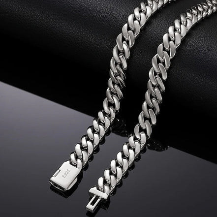 VVS1 Clarity Moissnaite Diamond Round Cut Cuban Liked Chain