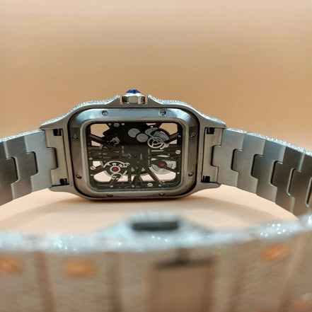 Skeleton Moissanite Stainless Steel Iced Out Luxury Watch