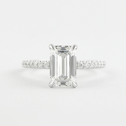 Lab Created Moissanite Emerald Cut Pave Set Fancy Style Ring