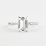 Lab Created Moissanite Emerald Cut Pave Set Fancy Style Ring
