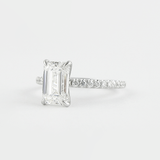 Lab Created Moissanite Emerald Cut Pave Set Fancy Style Ring