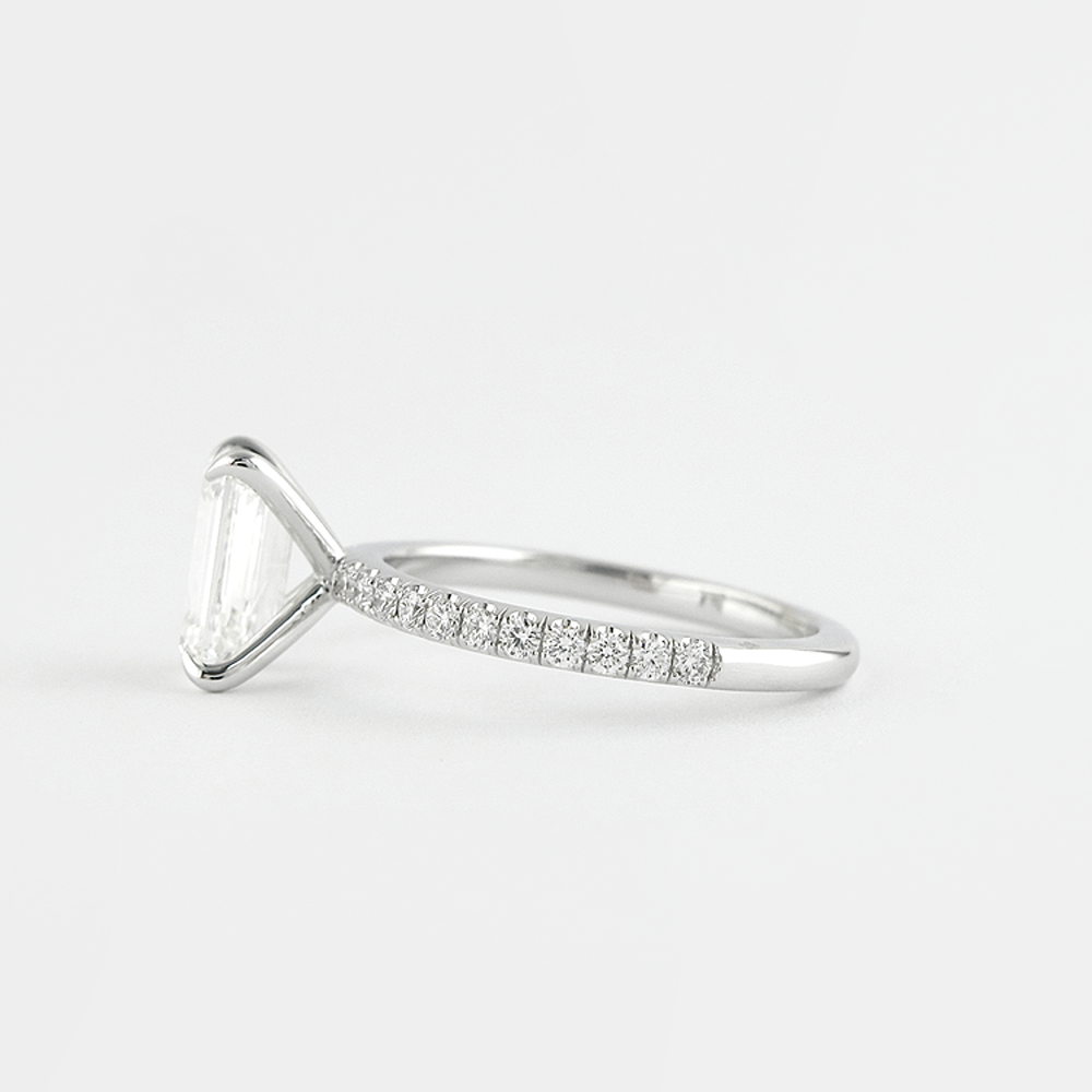 Lab Created Moissanite Emerald Cut Pave Set Fancy Style Ring