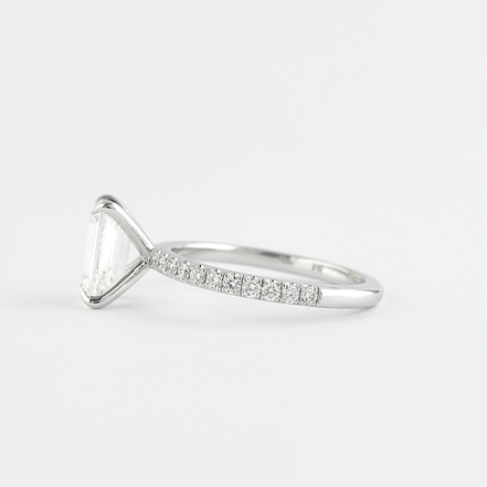 Lab Created Moissanite Emerald Cut Pave Set Fancy Style Ring