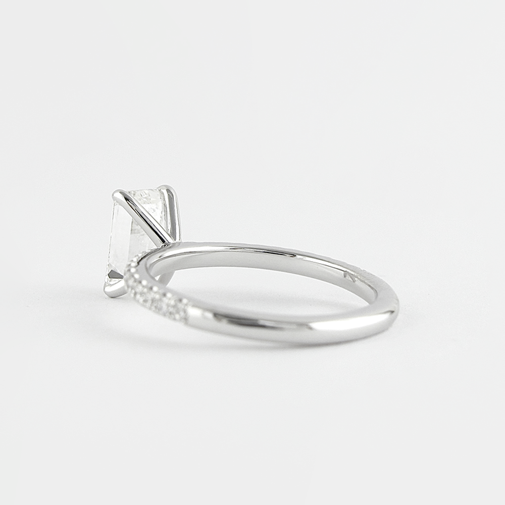 Lab Created Moissanite Emerald Cut Pave Set Fancy Style Ring