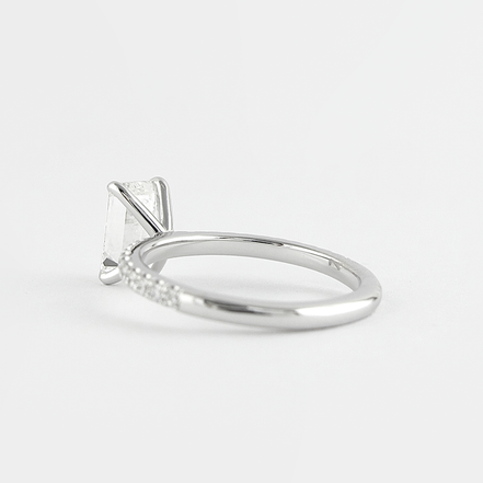 Lab Created Moissanite Emerald Cut Pave Set Fancy Style Ring