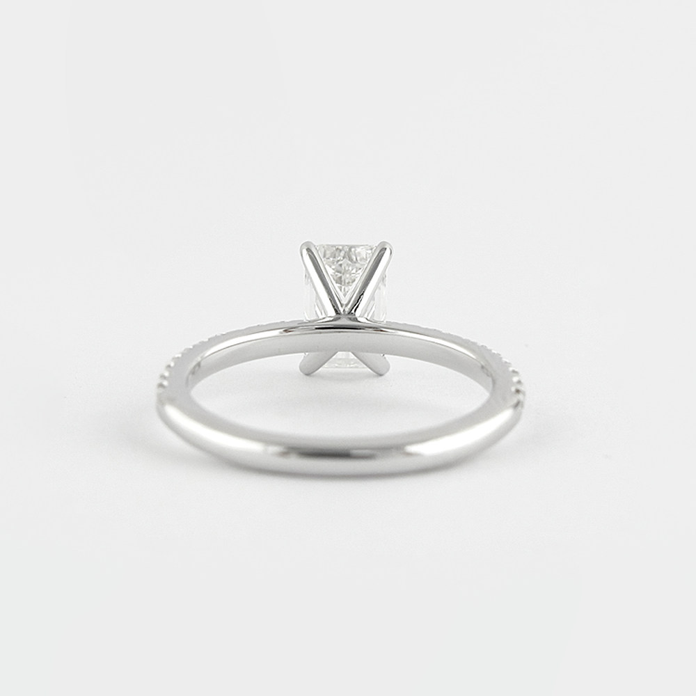 Lab Created Moissanite Emerald Cut Pave Set Fancy Style Ring