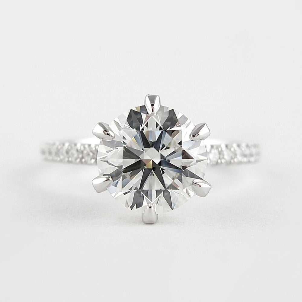 Halo Pave Solitaire Round Cut Moissanite Wedding Ring For Bride
