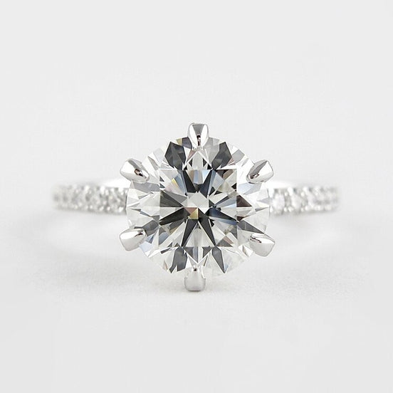 Halo Pave Solitaire Round Cut Moissanite Wedding Ring For Bride